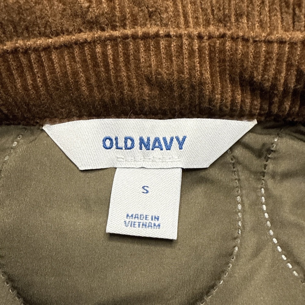 Old Navy Quilted Barn Chore Jacket Corduroy Collar Coat Womens Small Olive Green - Picture 3 of 8